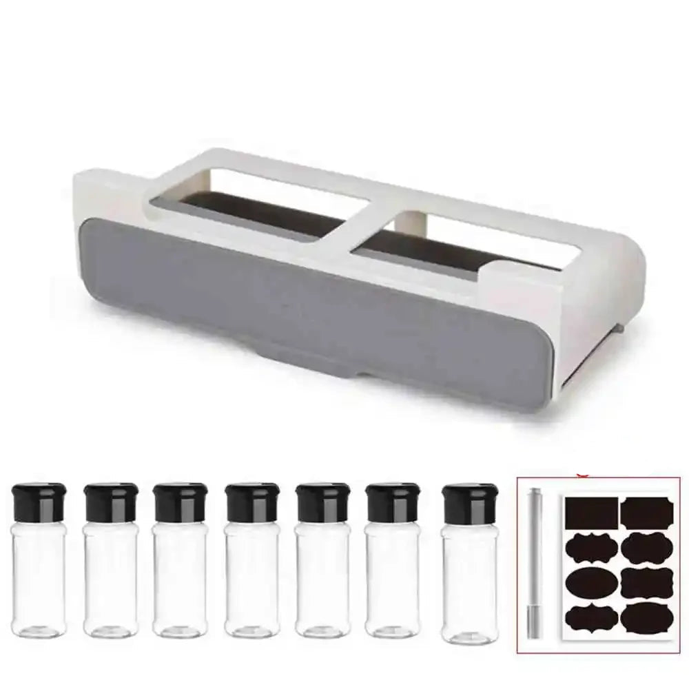 Self-adhesive wall-mounted spice rack