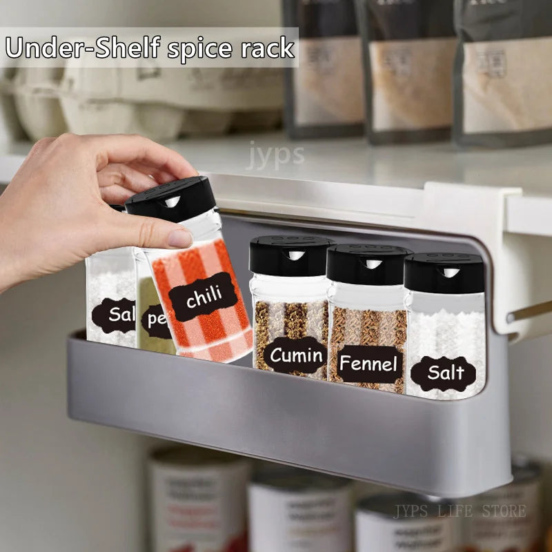 Self-adhesive wall-mounted spice rack