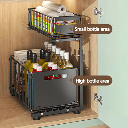 Étagère de Rangement Coulissante à 2 Niveaux