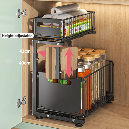 Étagère de Rangement Coulissante à 2 Niveaux