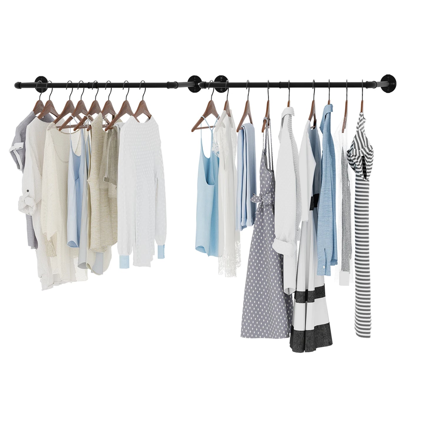 Lot de 2 Porte-Vêtements Muraux en Tuyau Industriel